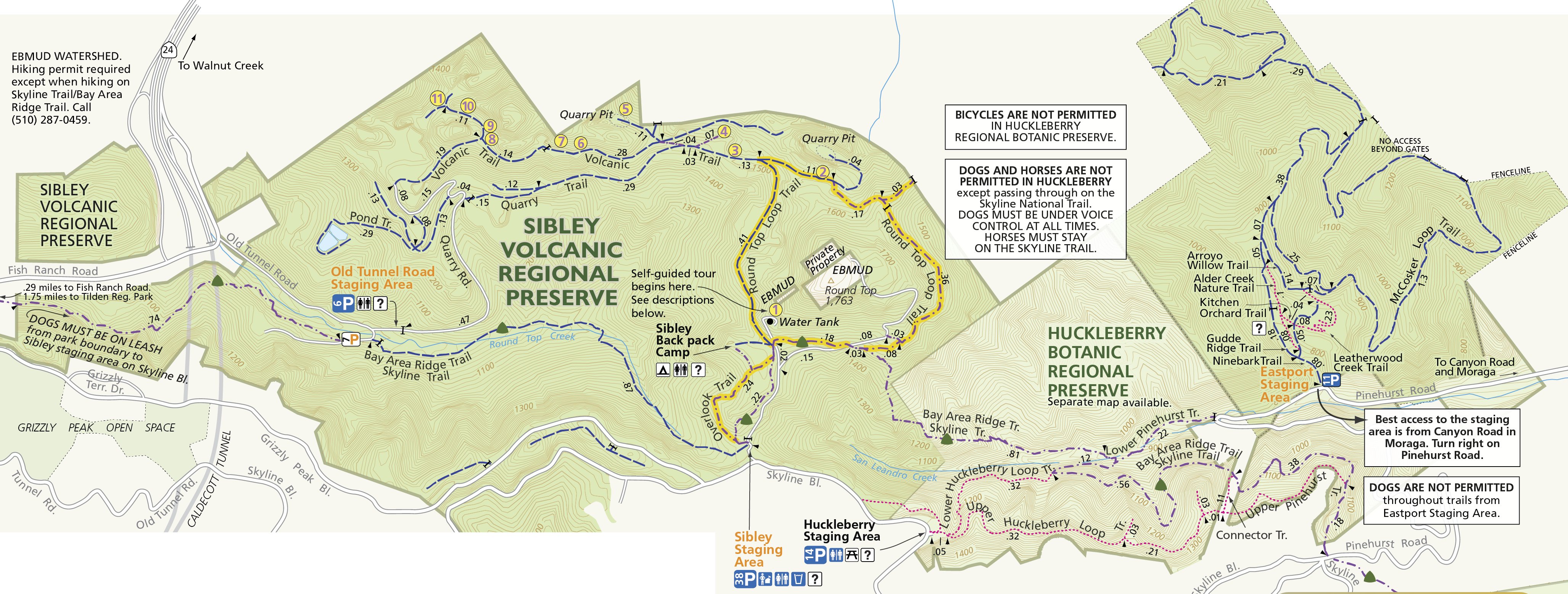 Map of Sibley Volcanic Regional Preserve
