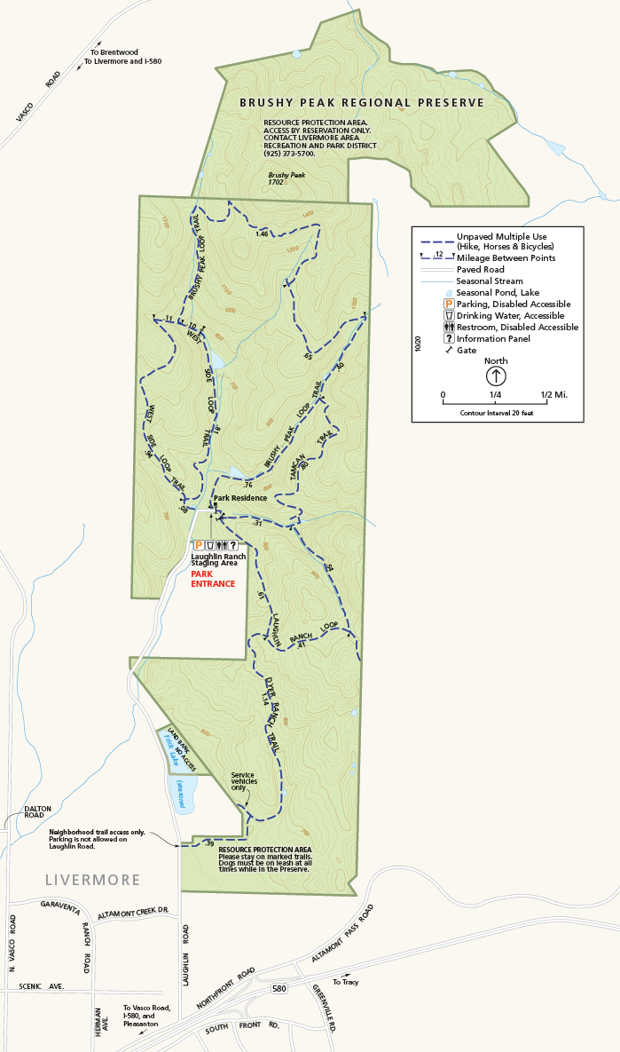 Map of Brushy Peak Regional Preserve