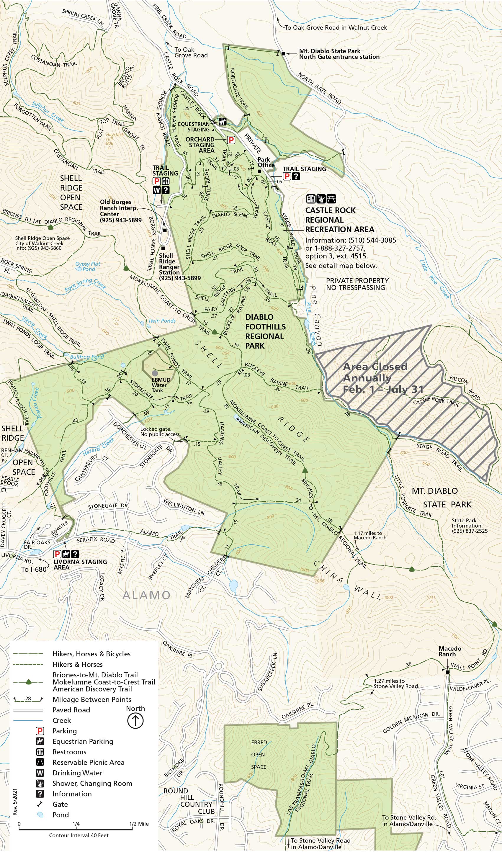 Map of Diablo Foothills Regional Park