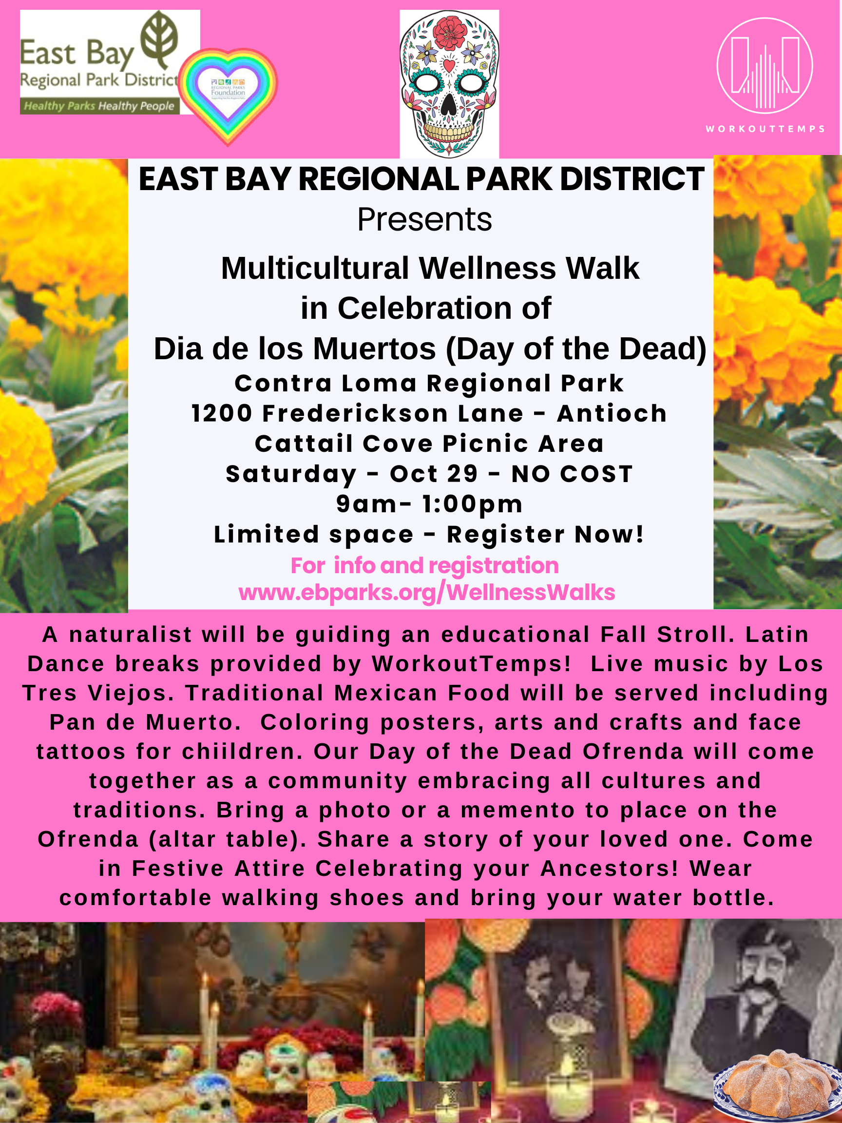Multicultural Wellness Walk - Day of the Dead - October 29 Program Poster