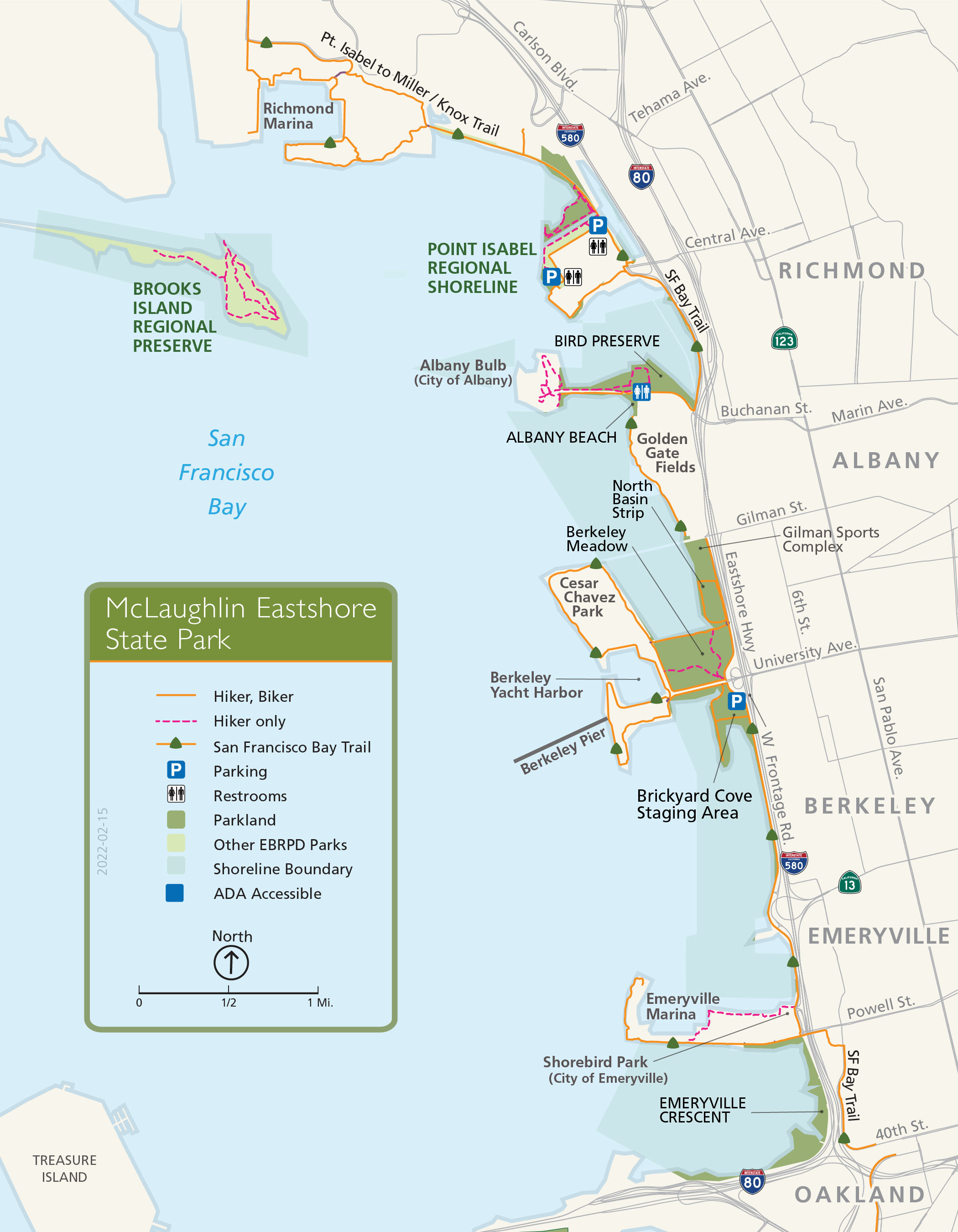 Map of McLaughlin Eastshore State Park