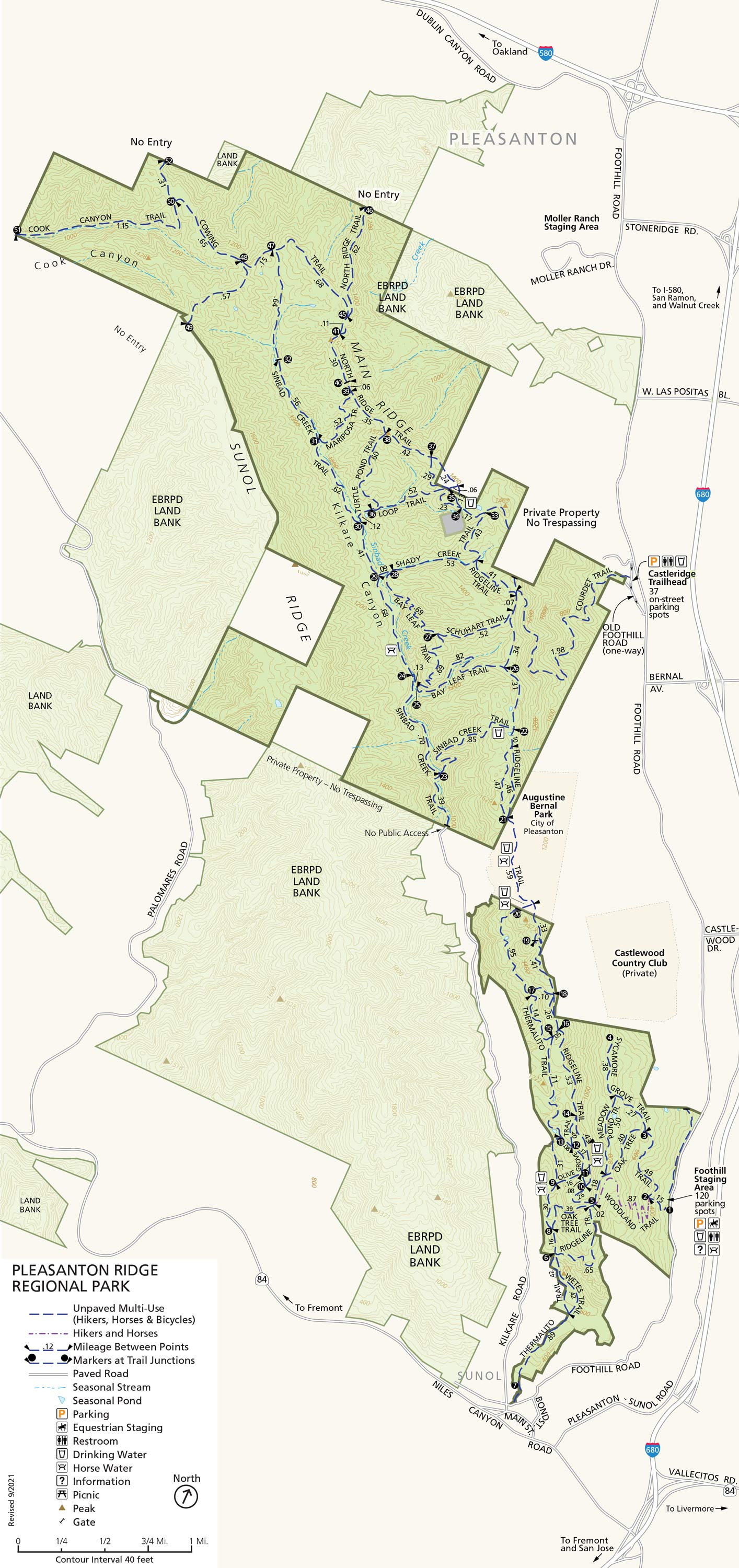 Map of Pleasanton Ridge Regional Park