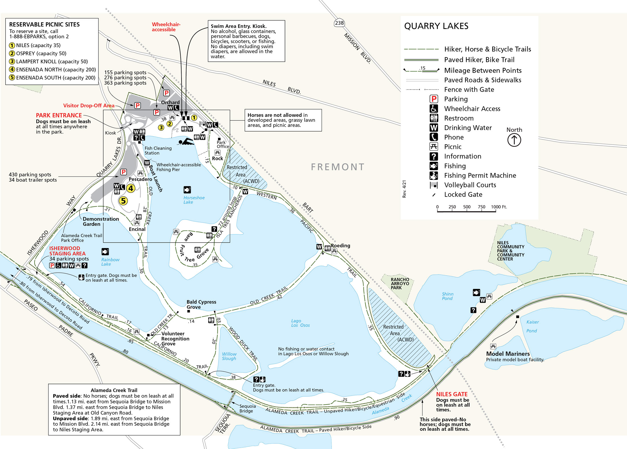 Map of Quarry Lakes Regional Recreation Area