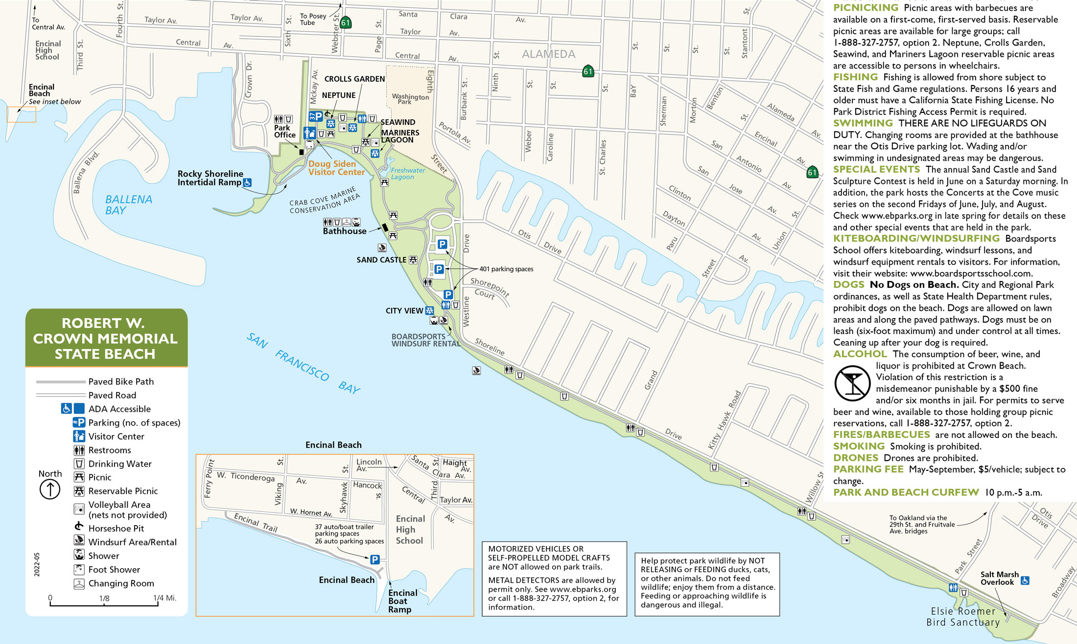 Map of Robert W. Crown Memorial State Beach