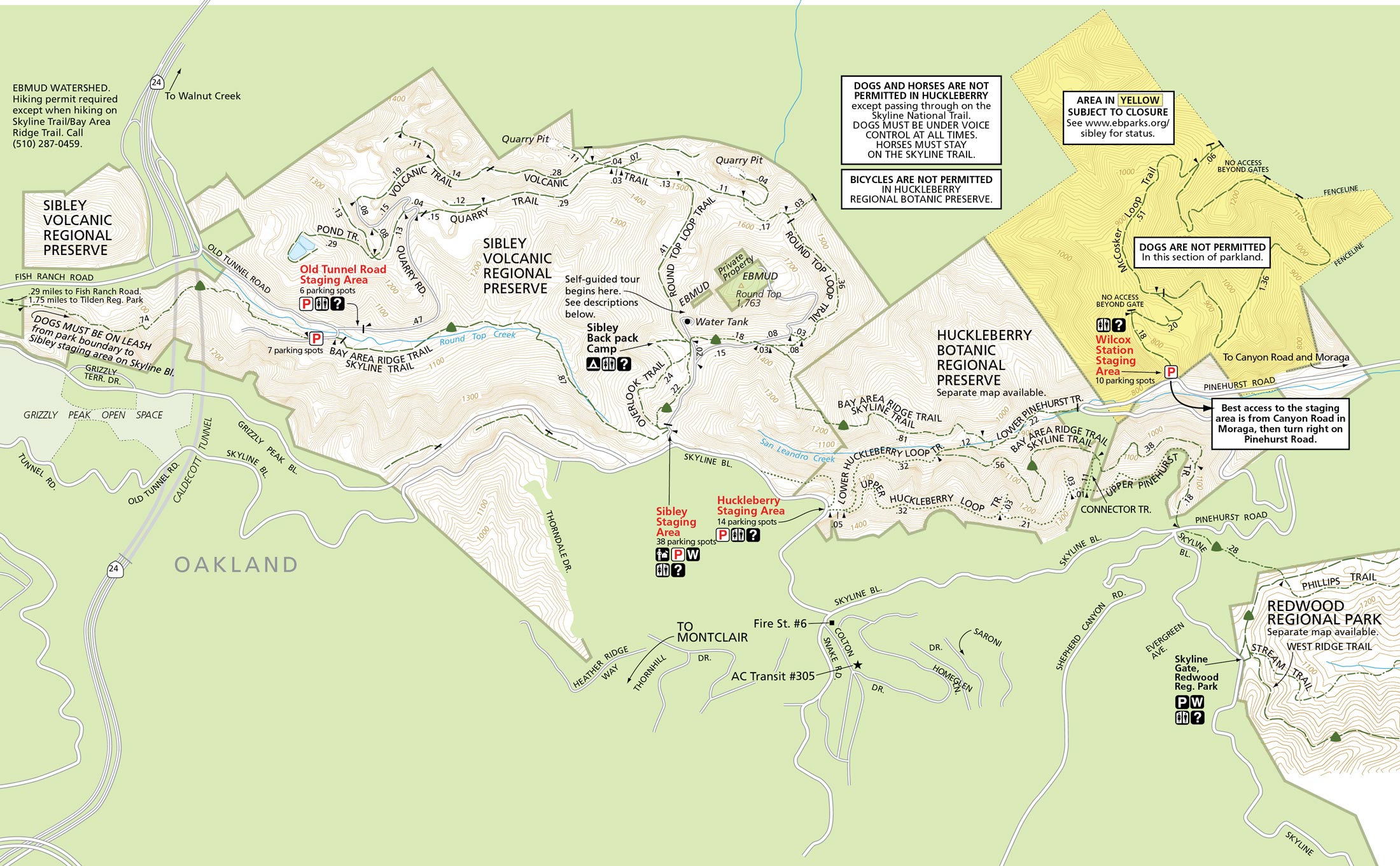 Map of Sibley Volcanic Regional Preserve