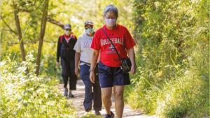 Community Report 2020-2021 Cover Image Hikers Masks Temescal