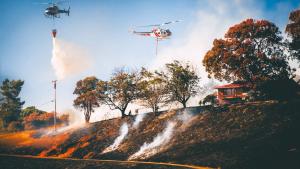 Helicopters putting out wildfires