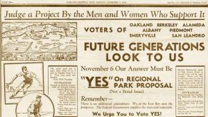 Newspaper clipping from 1934 vote yes on Regional Park Proposal