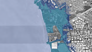 Graphic render of Sea Level Rise in Hayward