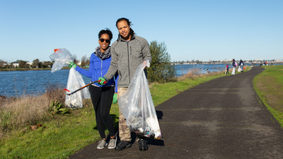 Volunteers clean up park durring past MLK, Jr. Day of Service