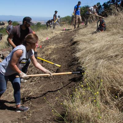 Volunteers working on a new trail