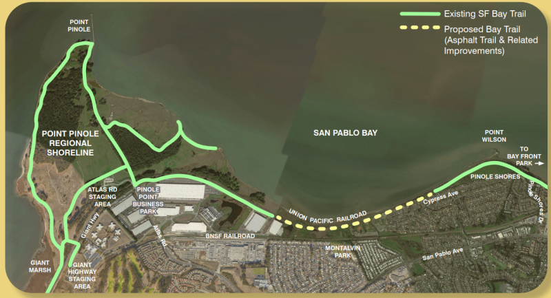 Map of proposed trail extension between Point Pinole and Point Wilson