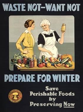 Historical poster - Waste Not Want Not, prepare for winter by making preserves