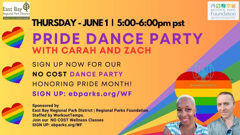 June 1 5-6pm Pride Dance Party with Carah and Zach - no cost