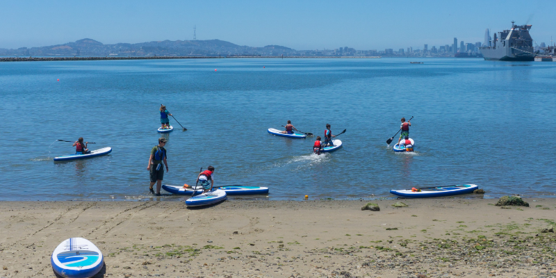 Photo of people kayaking on Encinal Beach