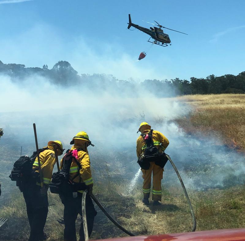 Fire Crew and helicopter