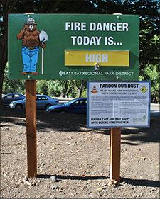 Fire danger sign with smokey the bear