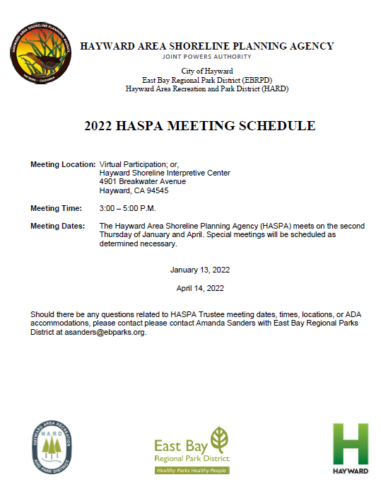 2022 HASPA Meeting Schedule