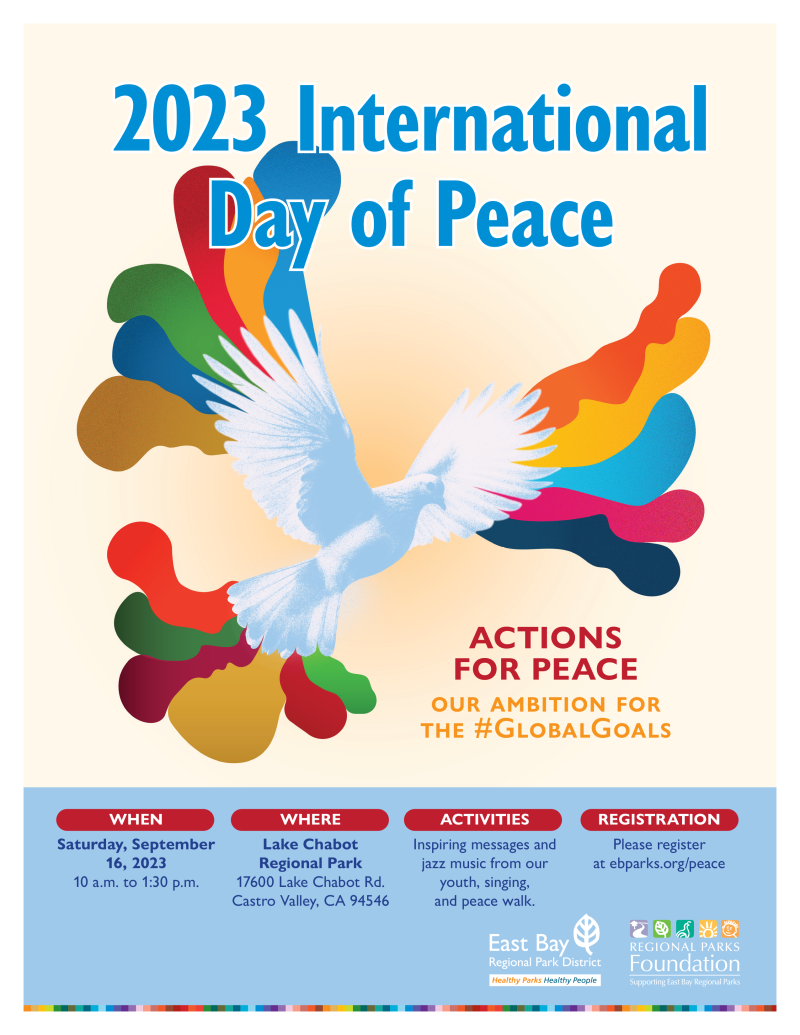 2023 International Day of Peace, Sept 16, 10am at Lake Chabot 