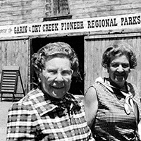 The Meyers sisters staning in front of Garin Dry Creek sign