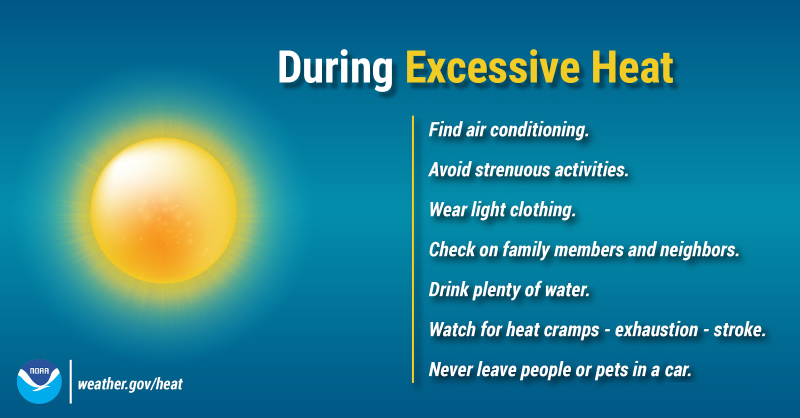 During Excessive Heat, Avoid Strenuous Activity, Drink Plenty of Water