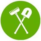 icon of shovel and rake crossed